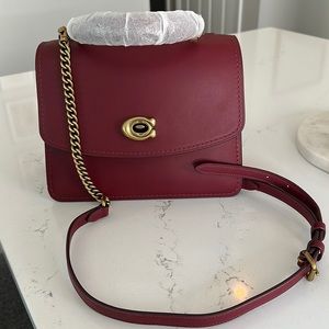 Coach Parker top handle, red refined leather, never used!